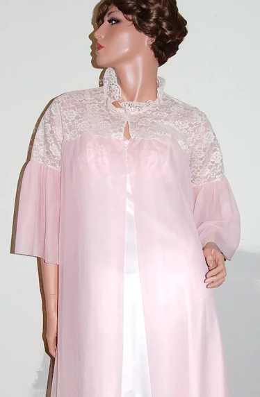 1950/60s Mary Barron ~ Long Pink Double Chiffon & 