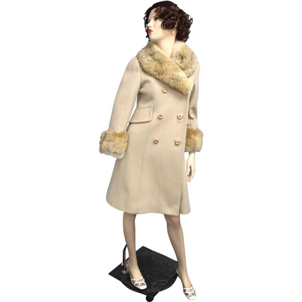 c1960s Sycamore Designer ILGWU Beige Tan Wool Fab… - image 1