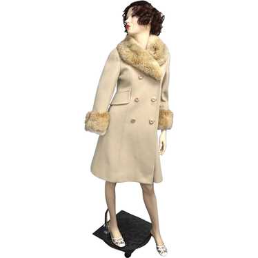 c1960s Sycamore Designer ILGWU Beige Tan Wool Fab… - image 1