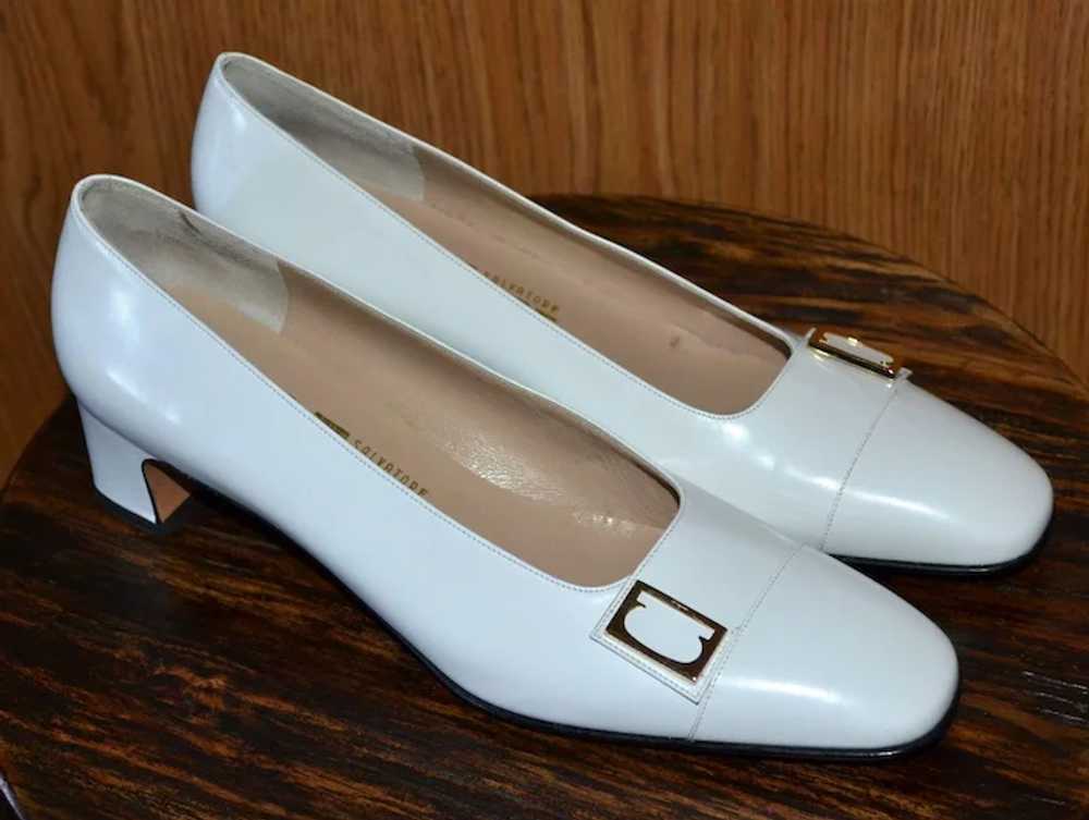 NOS Salvatore Ferragamo Lily White Leather Classi… - image 3