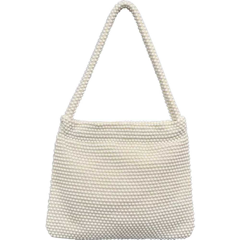 Charming White Egg Bead Handbag Purse - image 1