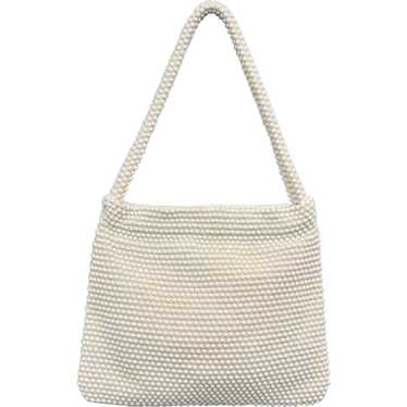 Charming White Egg Bead Handbag Purse - image 1