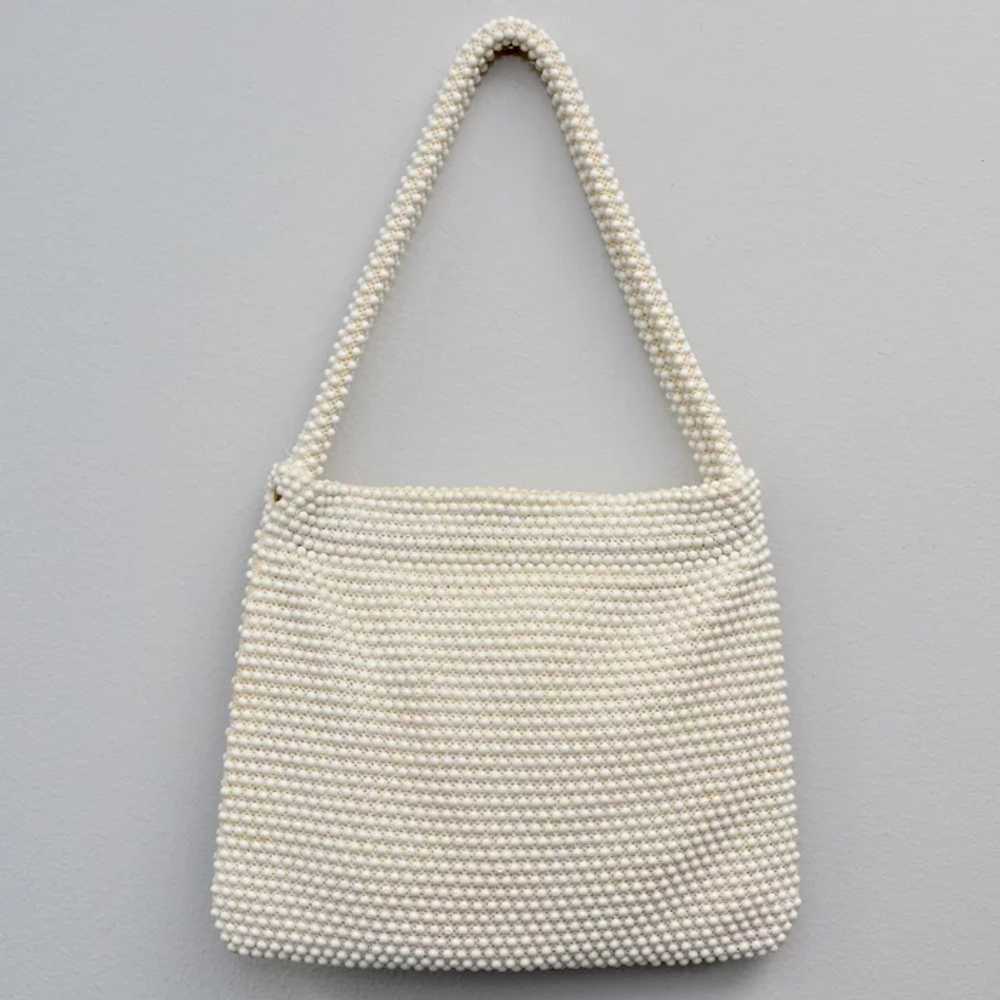 Charming White Egg Bead Handbag Purse - image 2