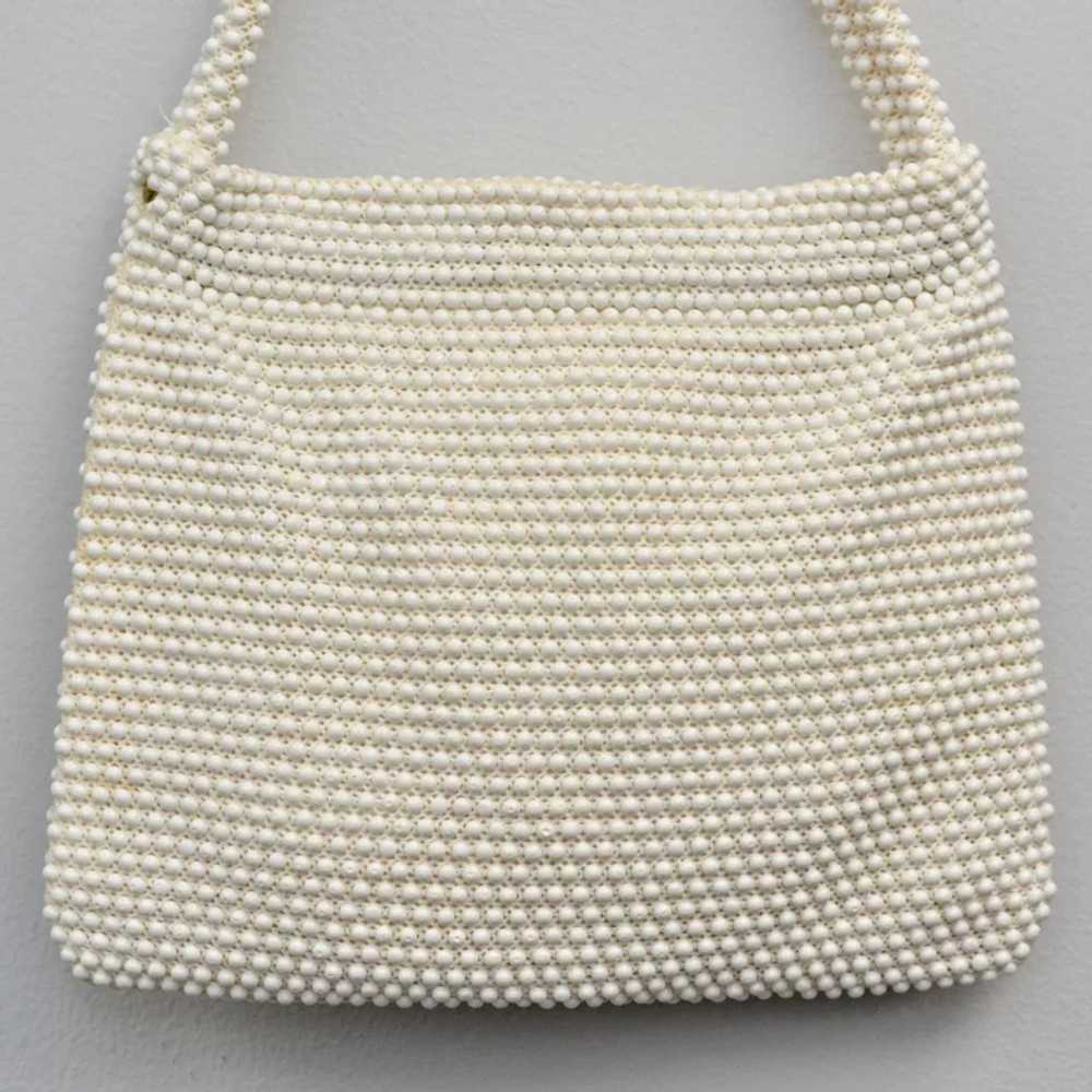 Charming White Egg Bead Handbag Purse - image 3