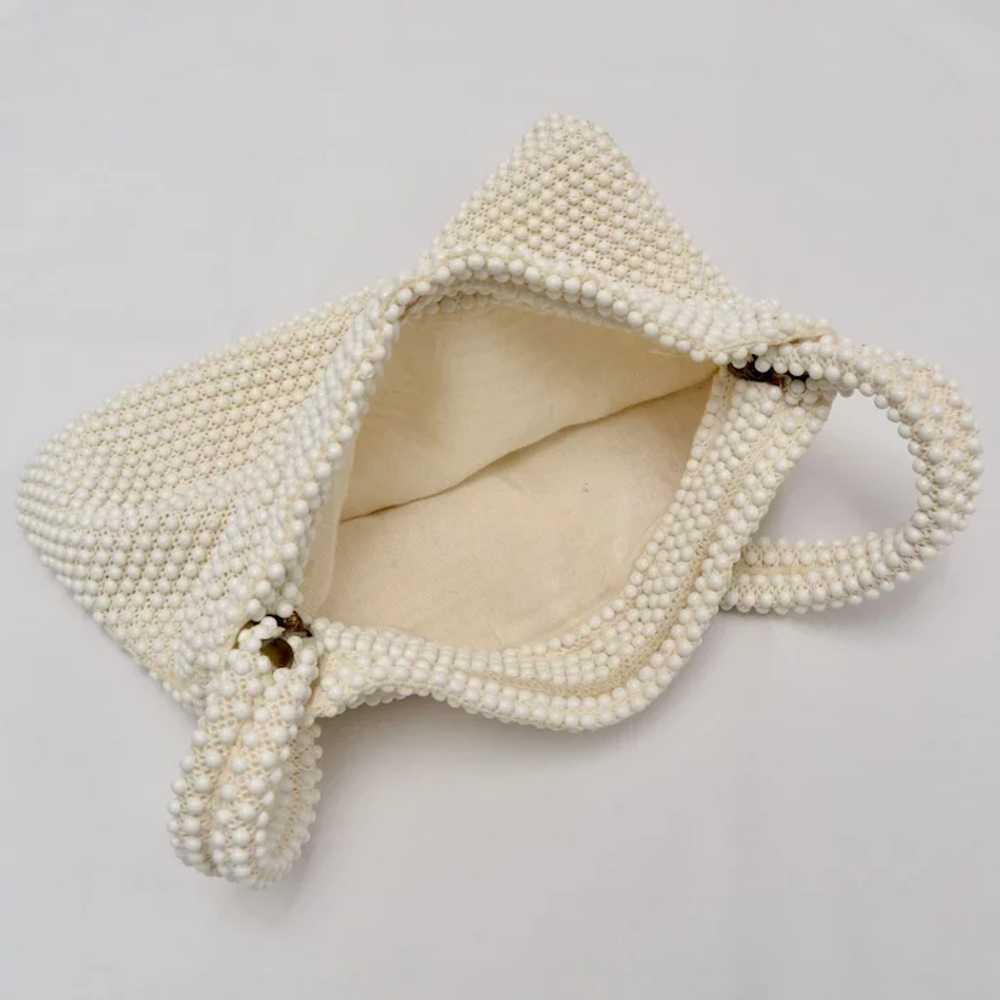 Charming White Egg Bead Handbag Purse - image 7