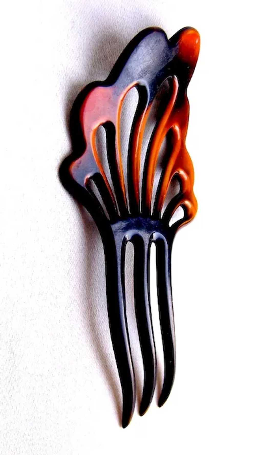 Art Deco celluloid hair comb Spanish hair accesso… - image 5