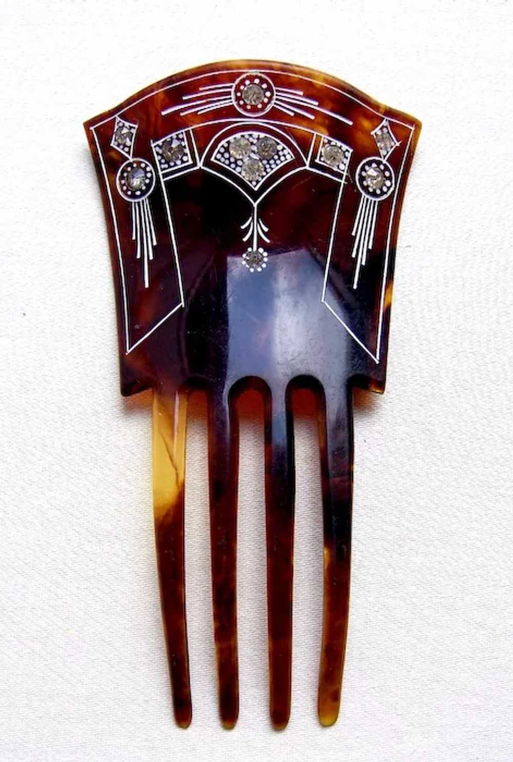 Victorian hair comb faux tortoiseshell celluloid … - image 6