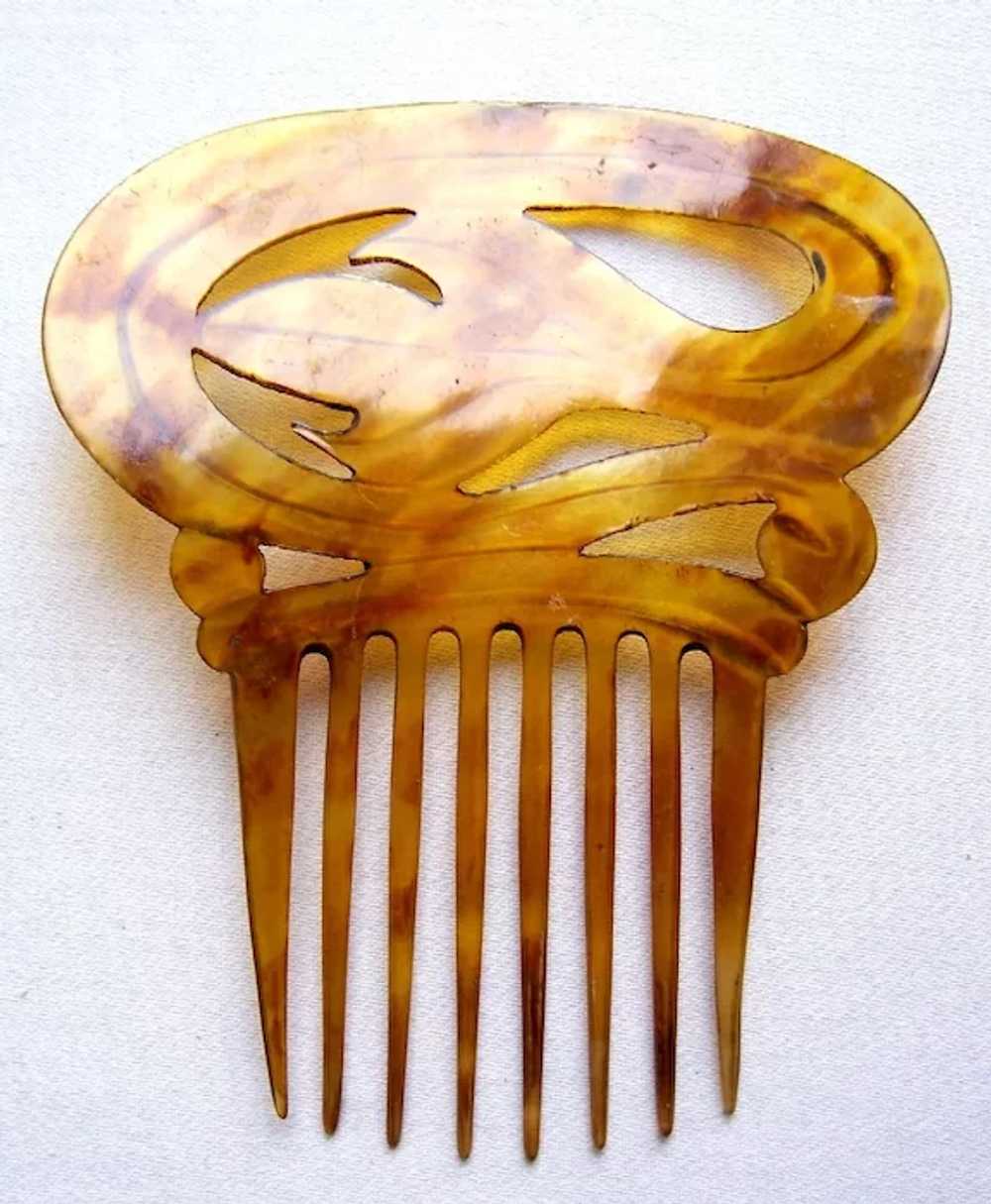 Victorian steer horn hair comb Spanish style swir… - image 6