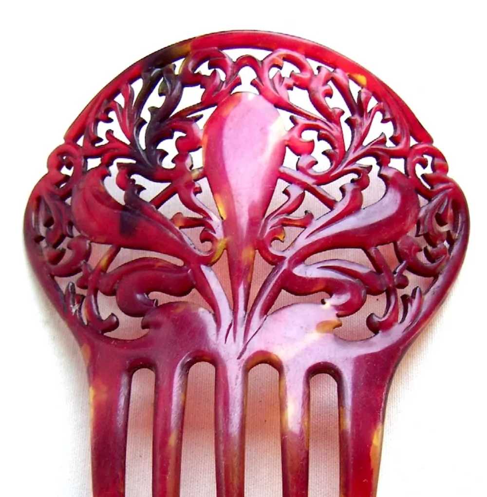 Victorian deep red colour hair comb Spanish style… - image 8