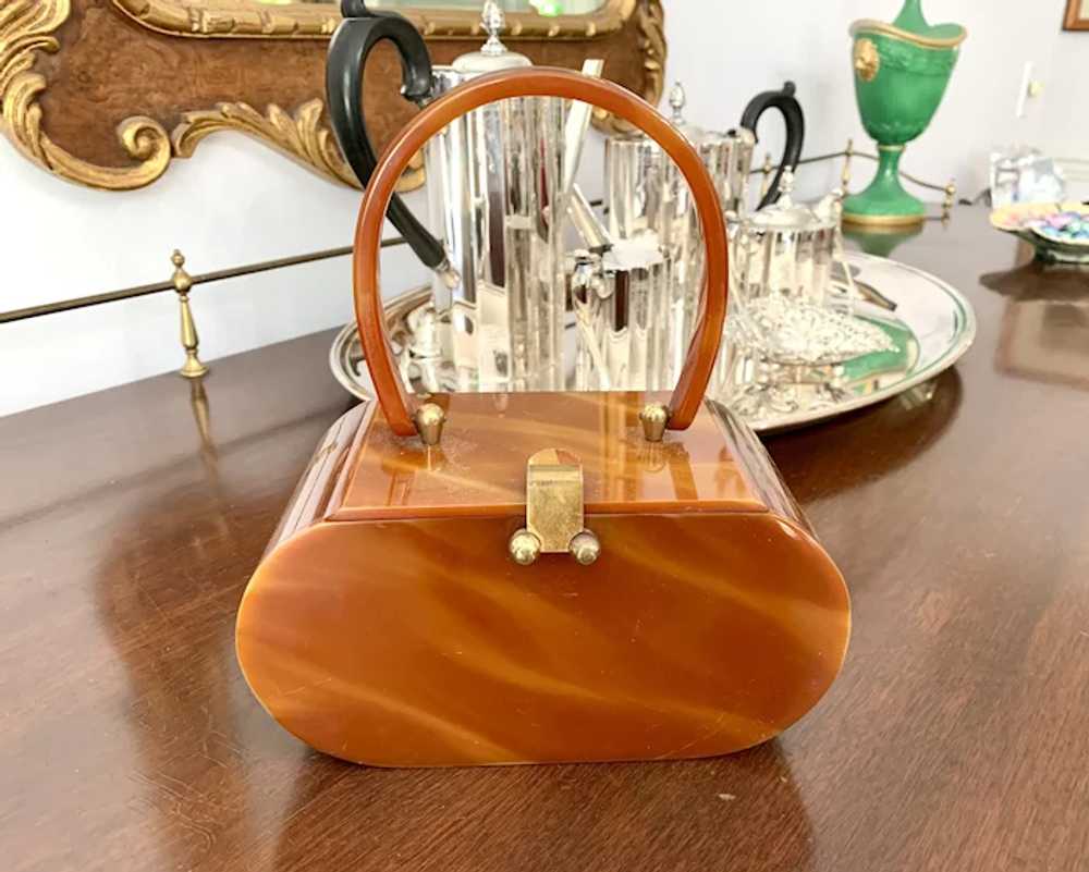 1950s Wilardy Marbled Butterscotch Lucite Purse - image 3