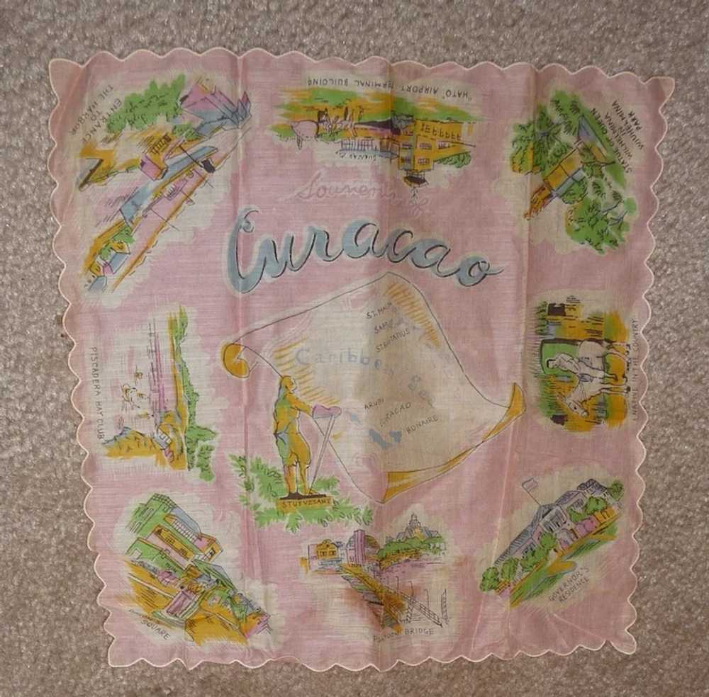 Vintage Rare Souvenir Hanky Curacao Handkerchief - image 2