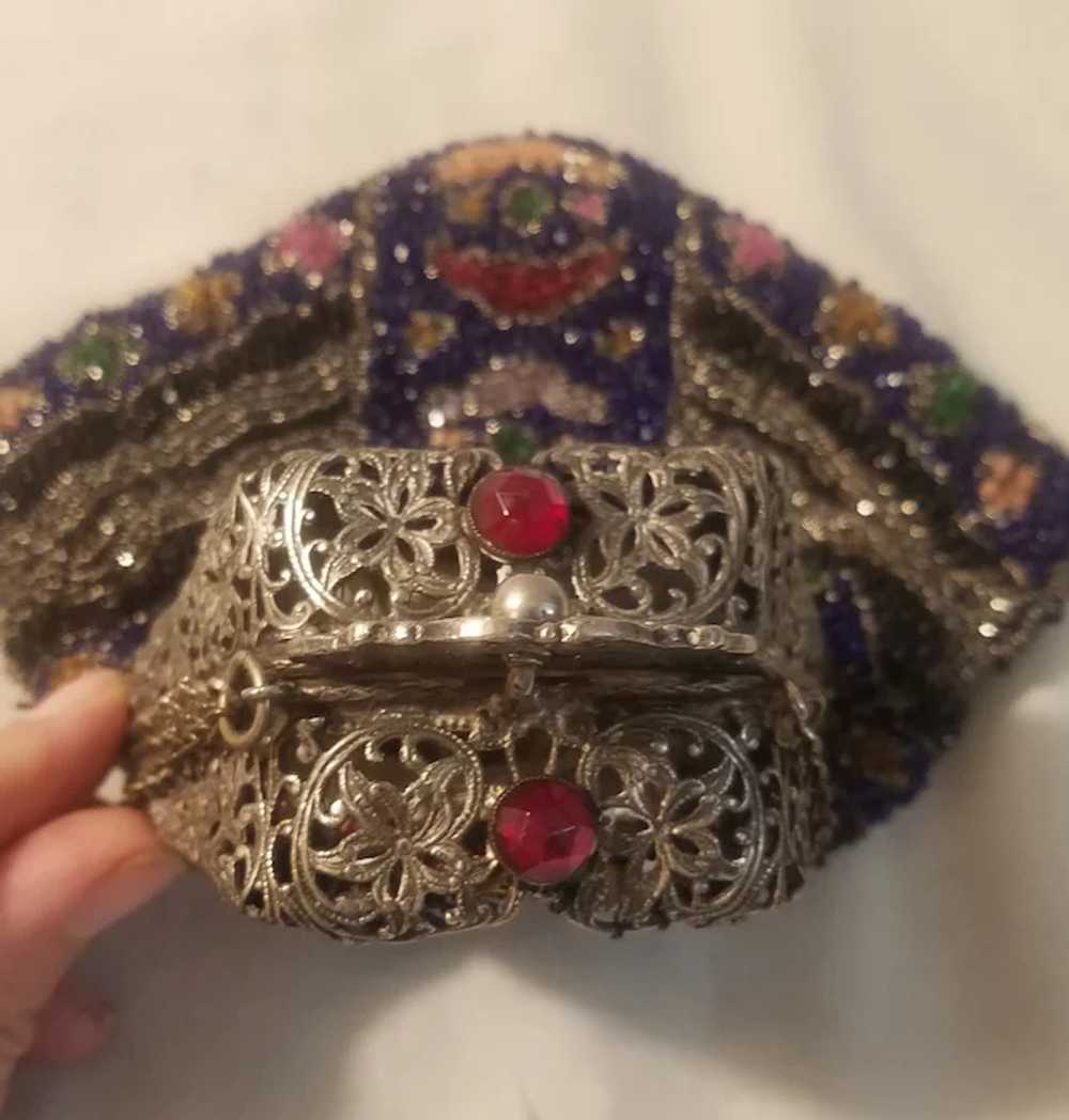 Beaded purse with ornate silver colored closure - image 11