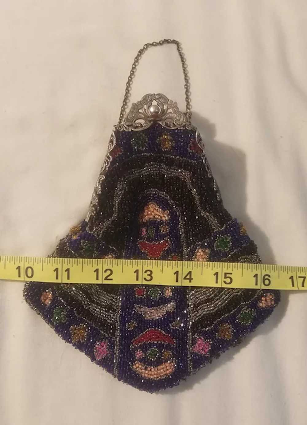 Beaded purse with ornate silver colored closure - image 3