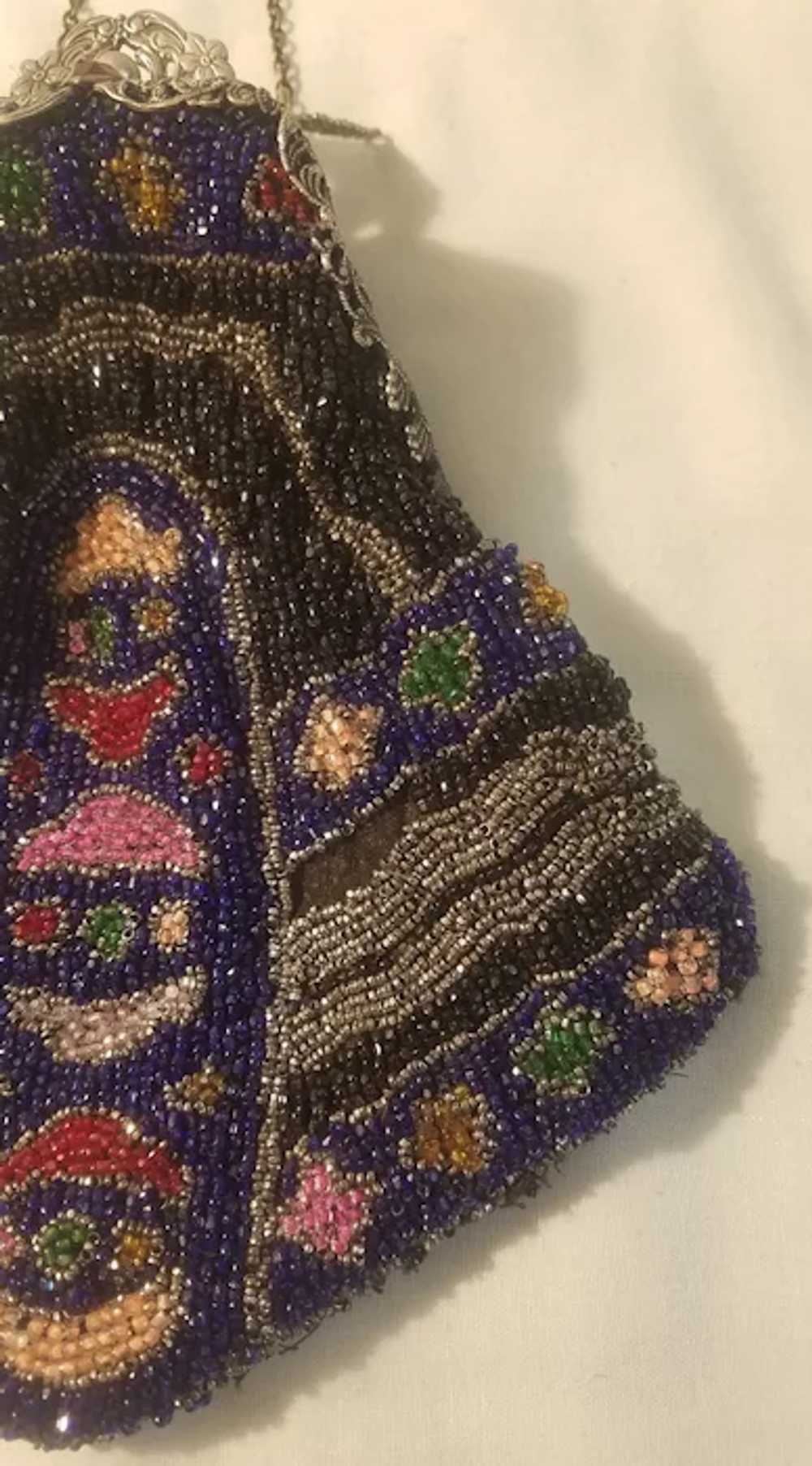 Beaded purse with ornate silver colored closure - image 7