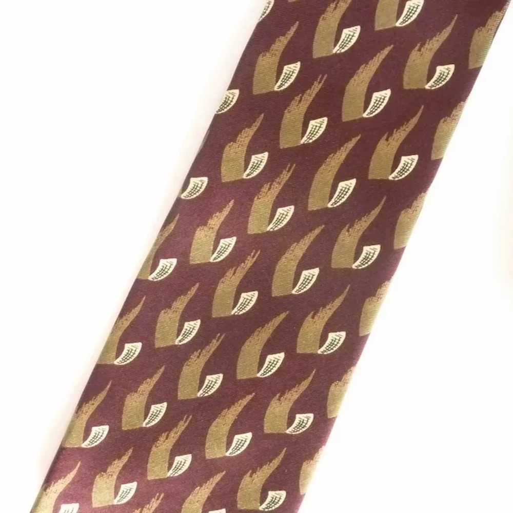 Enrico Coveri Burgundy Brown Silk Tie - image 2