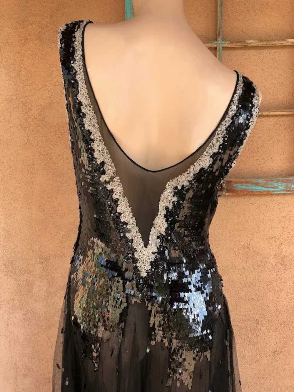 1930s Black Sequin Dress Evening Gown Sz S M - image 8