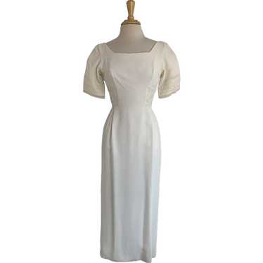 Embroidered Sheath Wedding Dress, Vintage 1960s - image 1