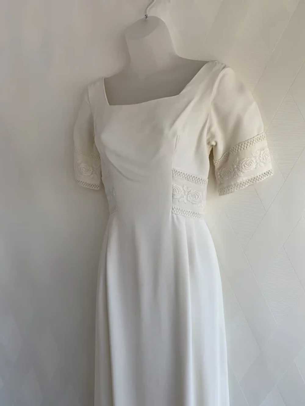 Embroidered Sheath Wedding Dress, Vintage 1960s - image 3