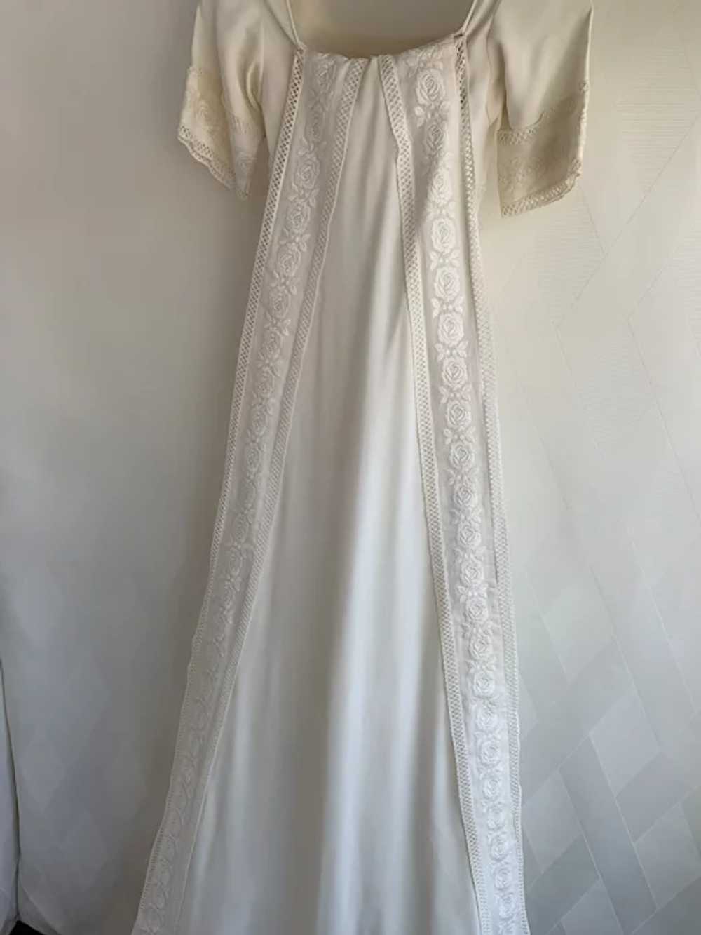 Embroidered Sheath Wedding Dress, Vintage 1960s - image 6