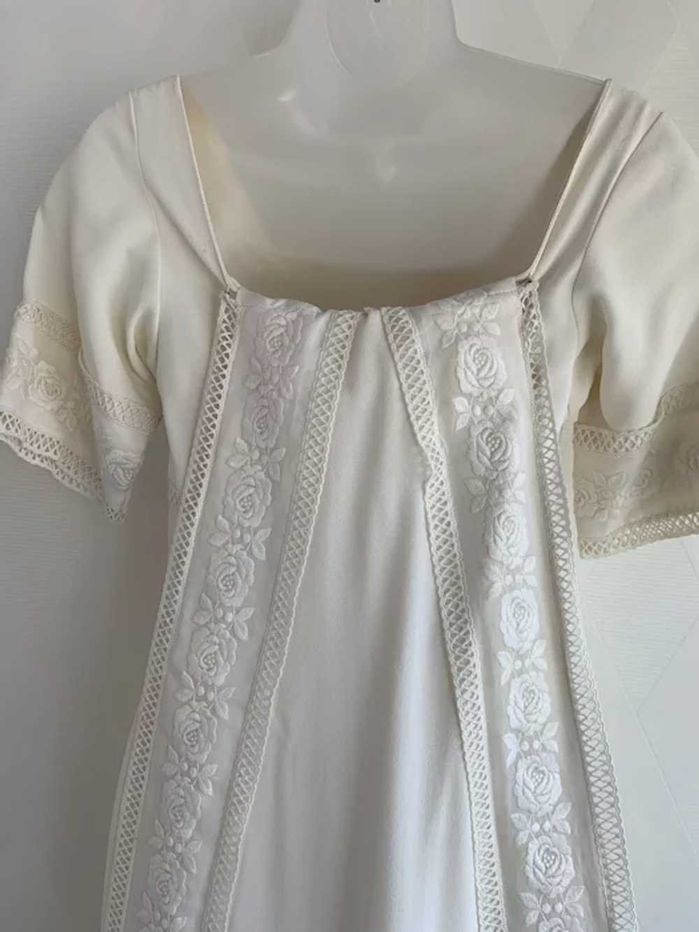 Embroidered Sheath Wedding Dress, Vintage 1960s - image 7