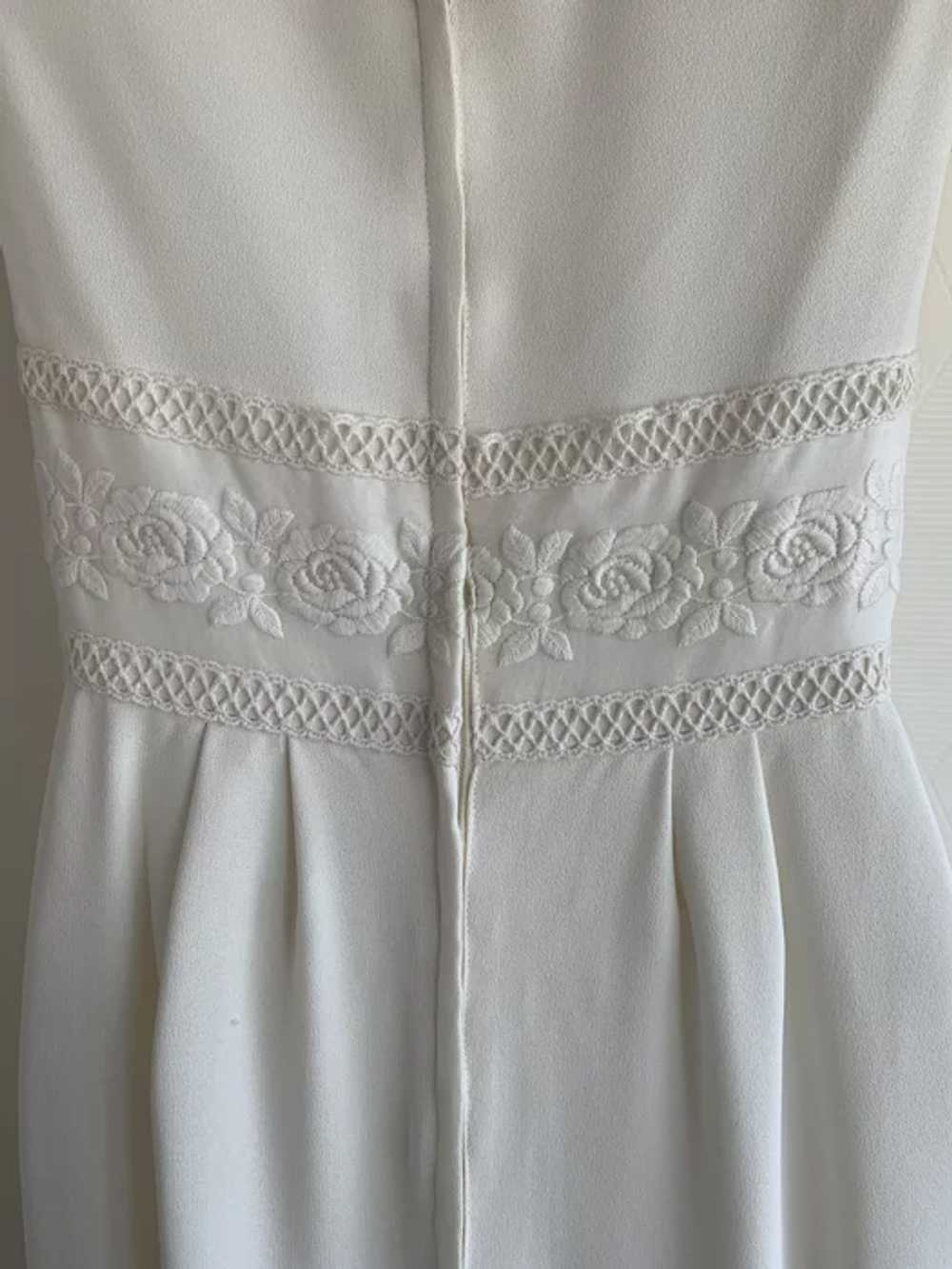 Embroidered Sheath Wedding Dress, Vintage 1960s - image 9
