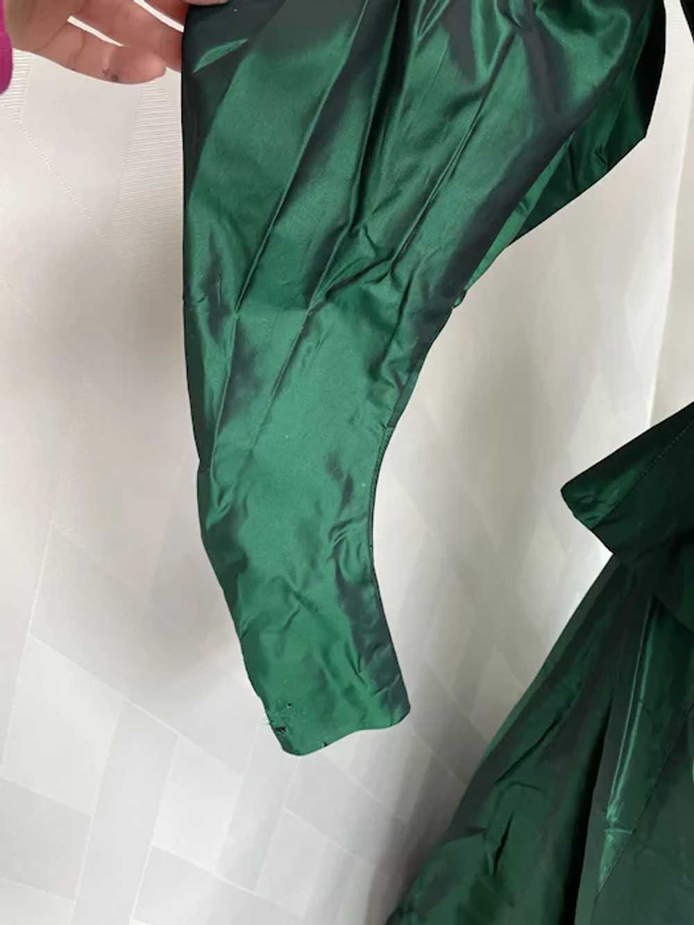 Victorian Style Handmade Costume, Green Taffeta a… - image 10