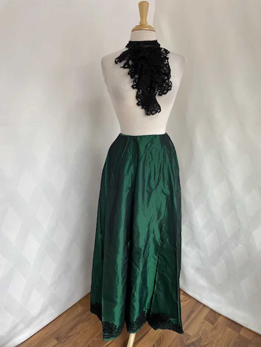 Victorian Style Handmade Costume, Green Taffeta a… - image 3