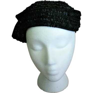 Black Straw Clip Hat - image 1
