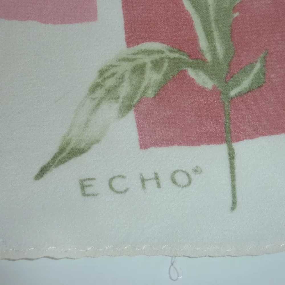 Echo Sheer Pink White Botanical Floral Scarf - image 4
