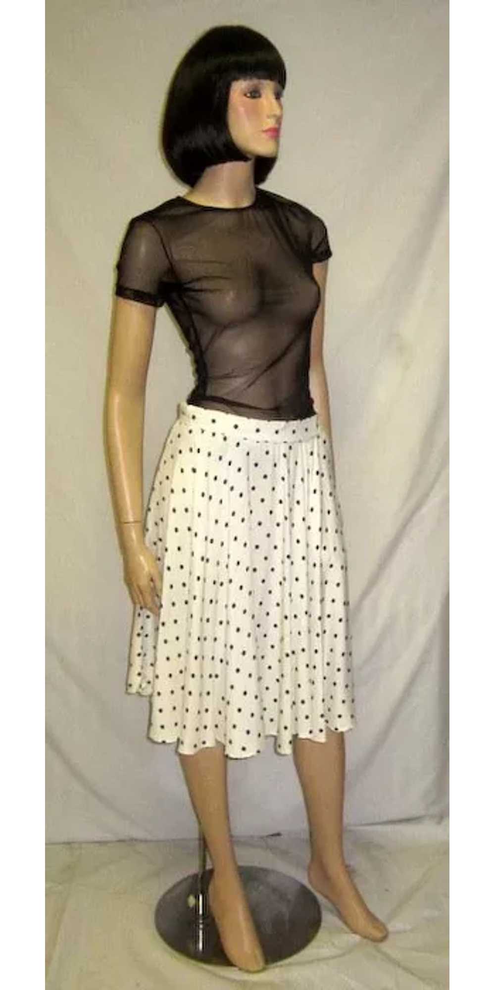 Christian Dior White and Black Polka Dotted Skirt - image 2