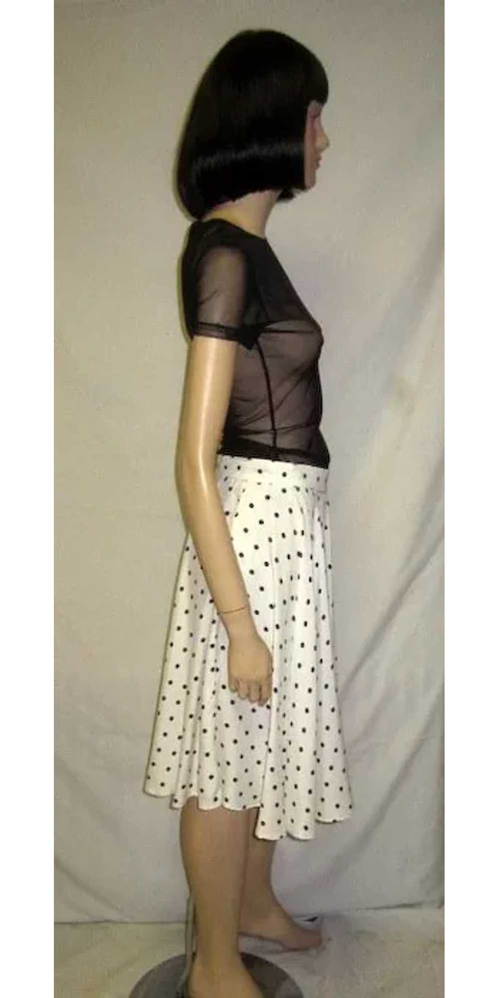 Christian Dior White and Black Polka Dotted Skirt - image 3