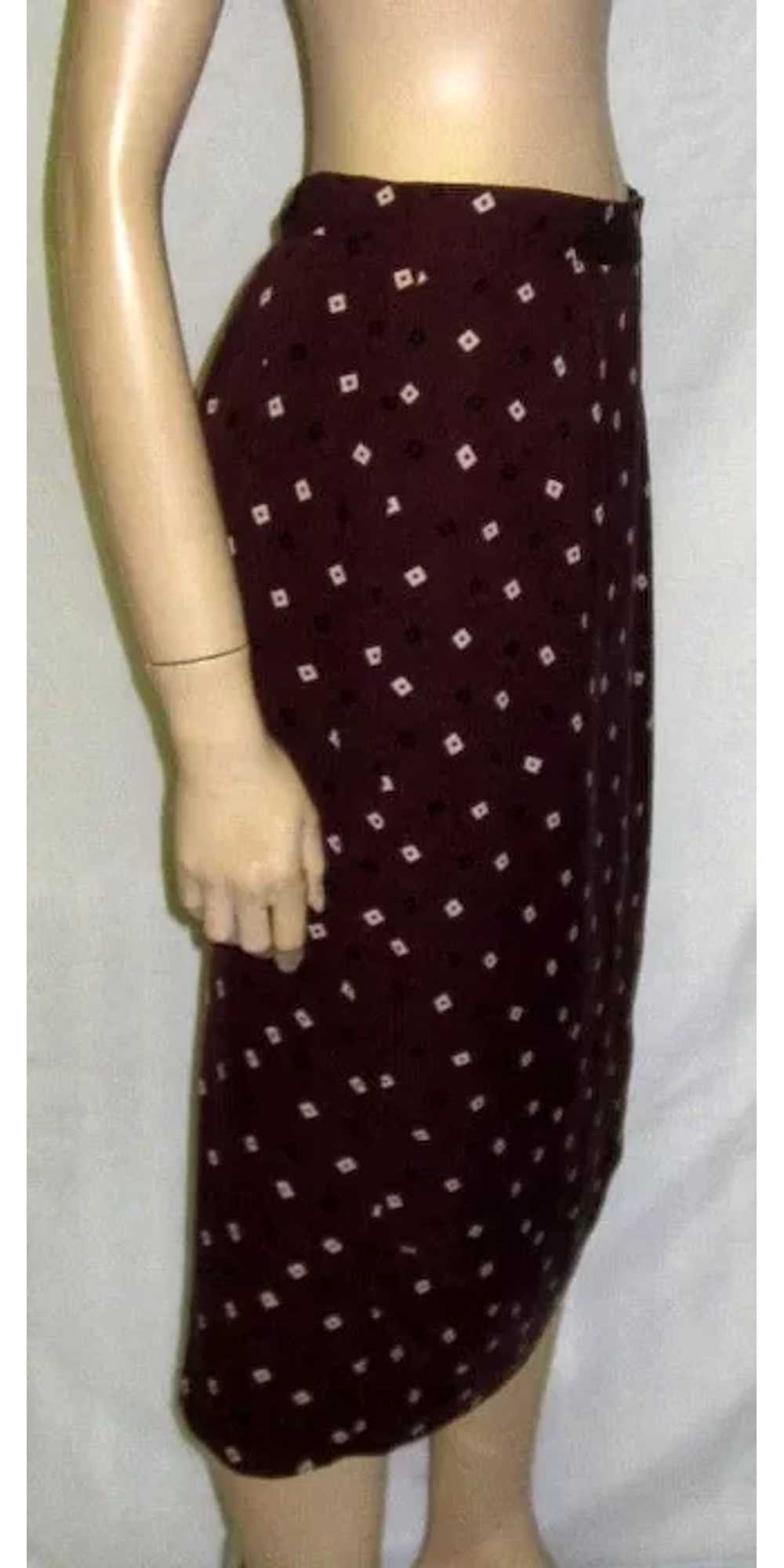 1980's DKNY Brown Silk Printed Skirt - image 2