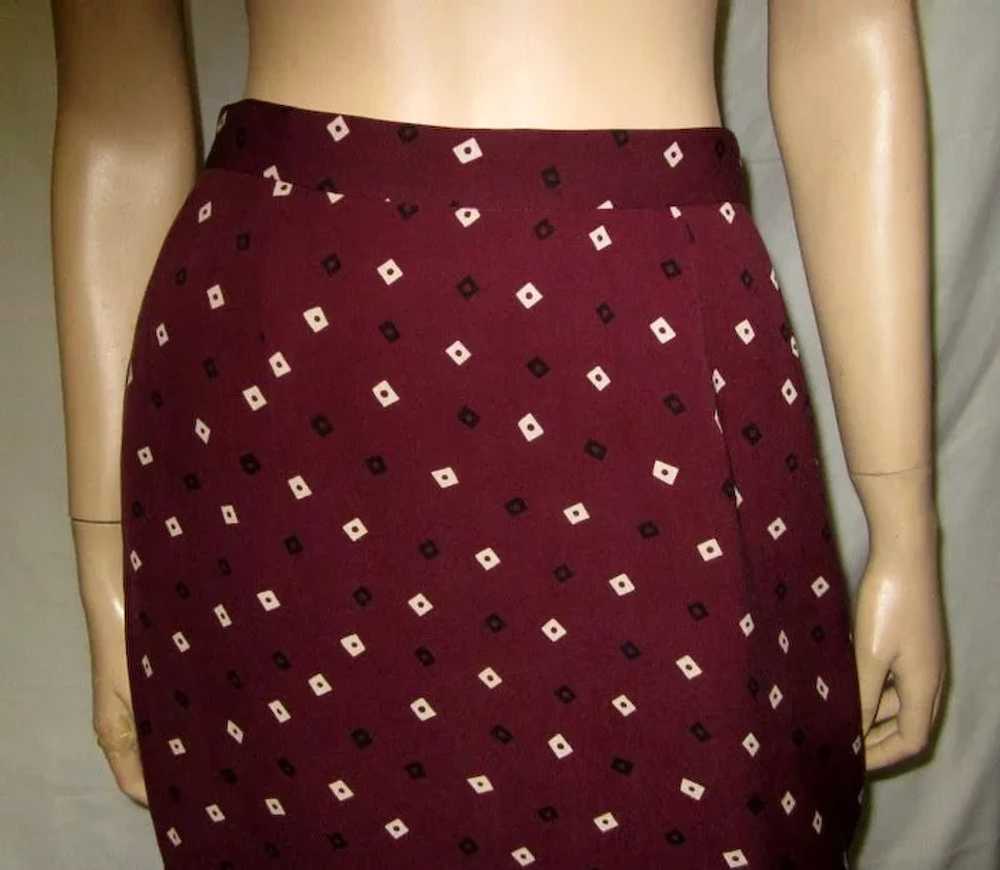 1980's DKNY Brown Silk Printed Skirt - image 4