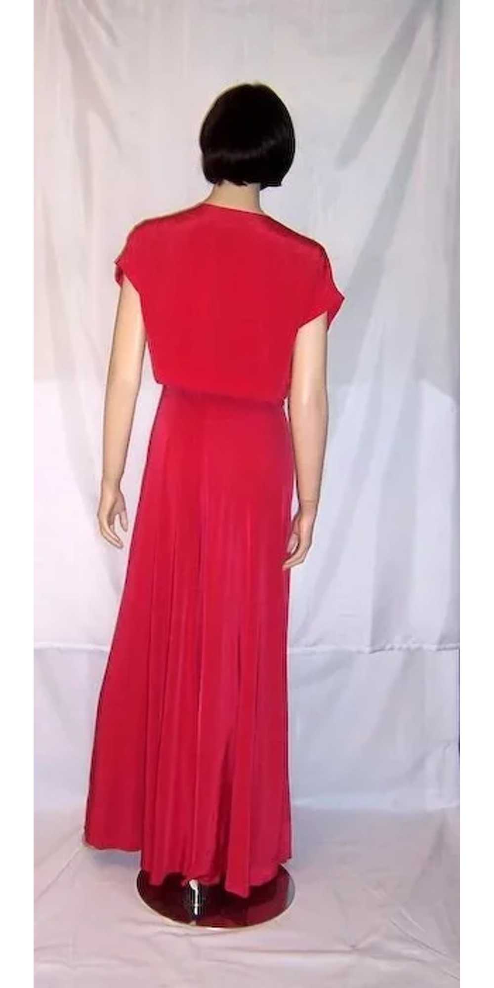 Early 1940's Cerise Sleeveless Gown with Embellis… - image 3