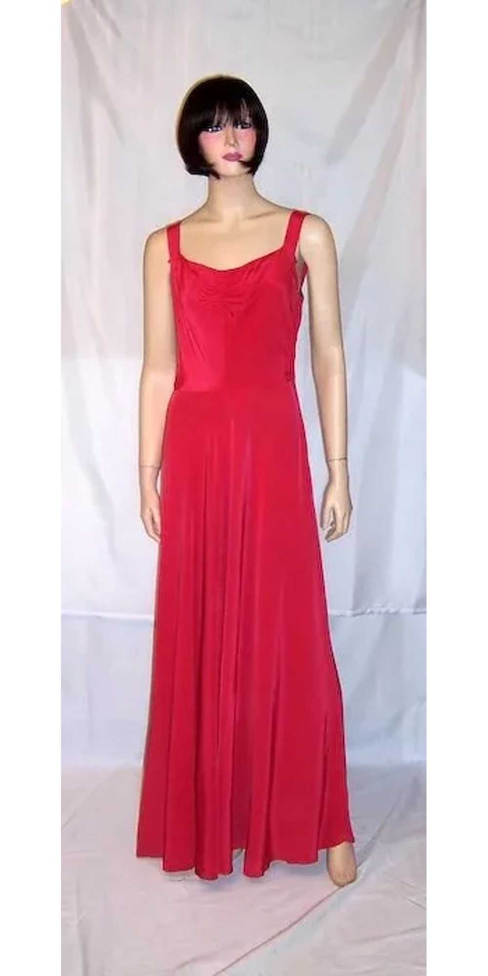 Early 1940's Cerise Sleeveless Gown with Embellis… - image 5