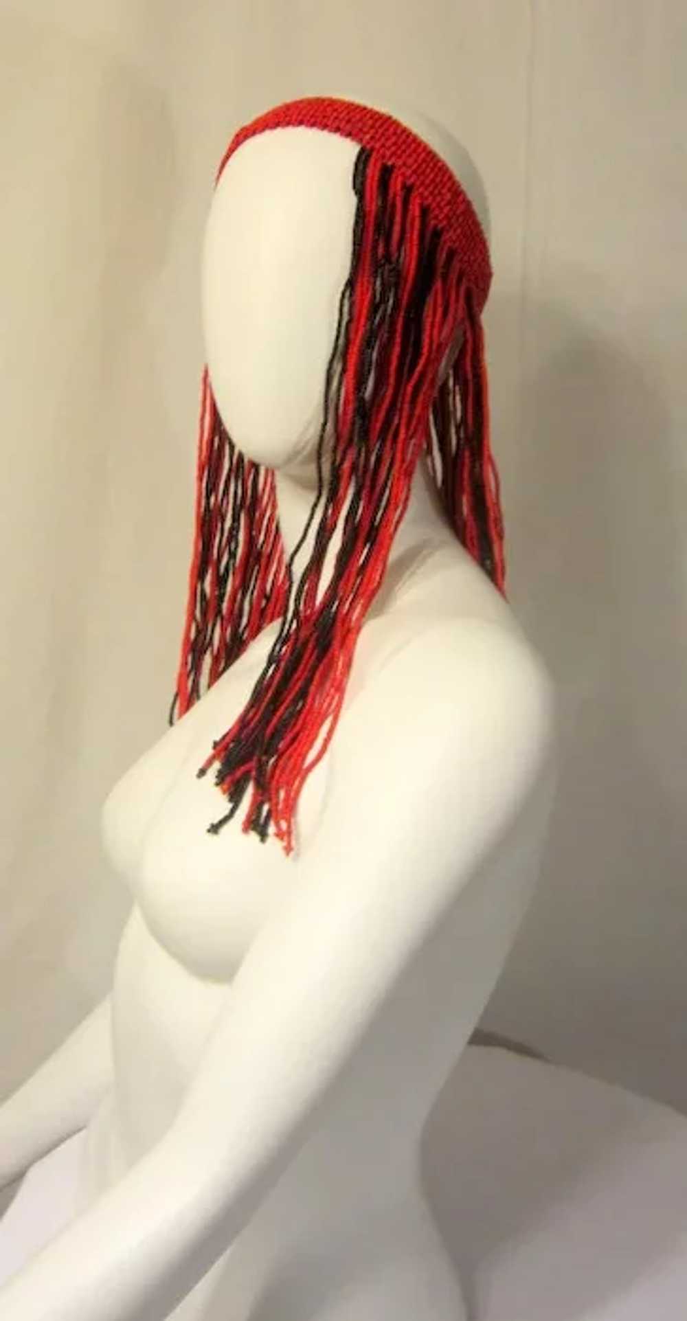 1960's-1970's Red and Black Glass Beaded Bohemian… - image 3