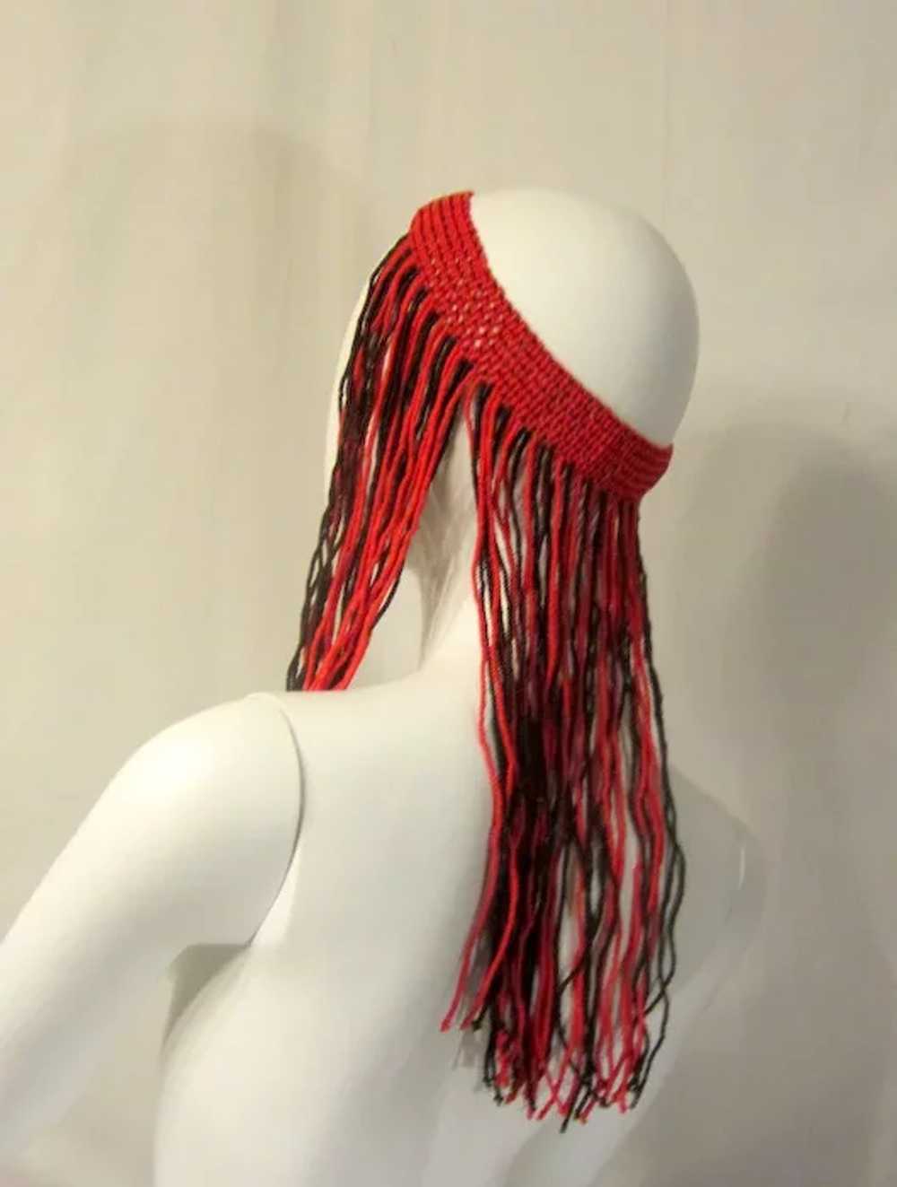 1960's-1970's Red and Black Glass Beaded Bohemian… - image 4