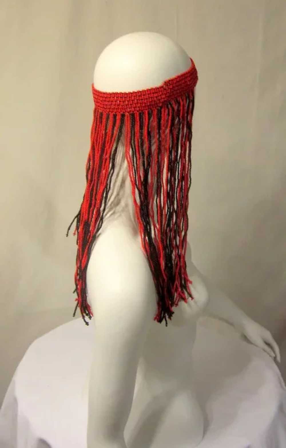 1960's-1970's Red and Black Glass Beaded Bohemian… - image 5