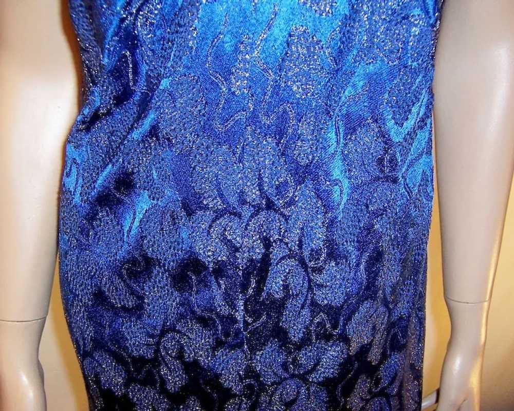 1930's Prussian Blue and Gold Lame Sleeveless Gown - image 7