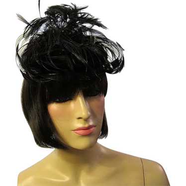 1950's Black Feathered Hat