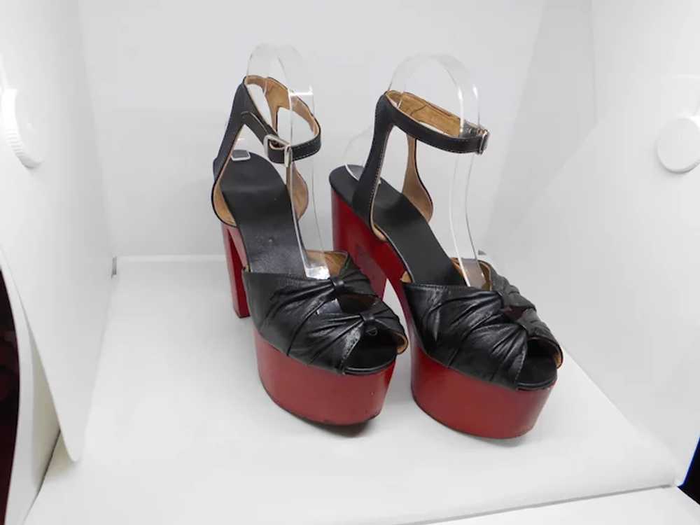 Extraordinary 1970's Black and Red Platform Shoes… - image 2