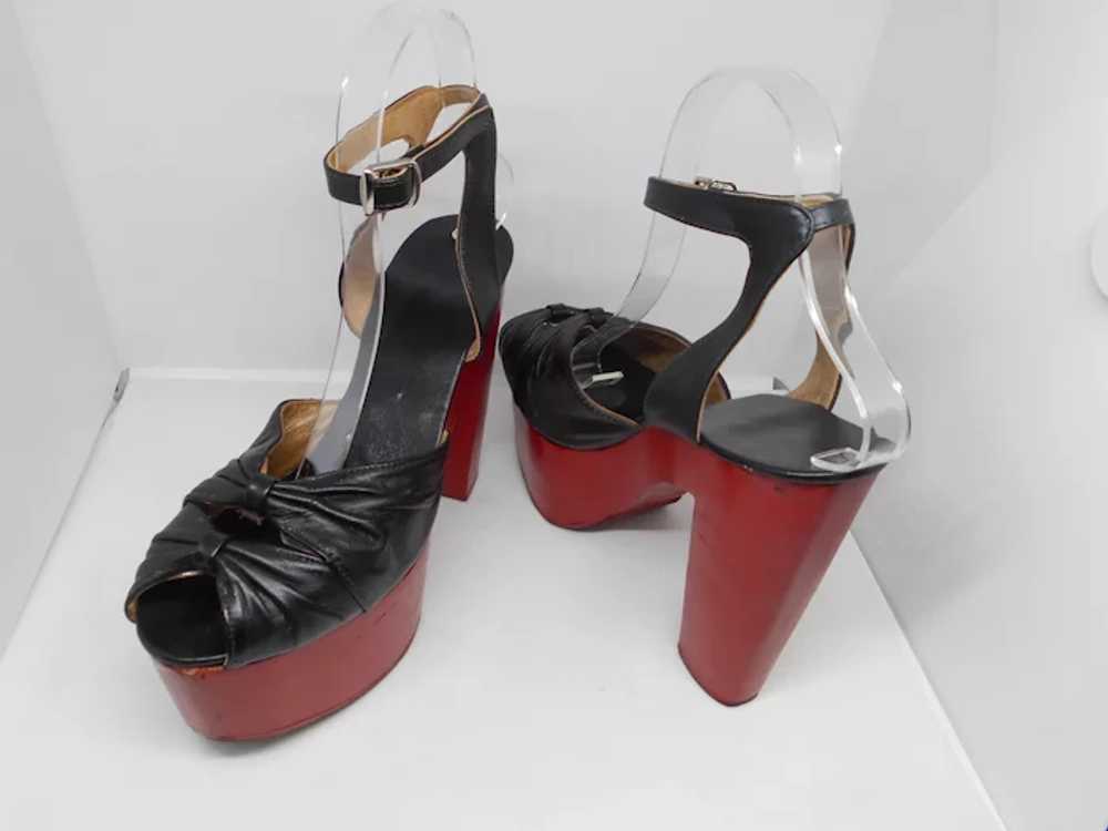 Extraordinary 1970's Black and Red Platform Shoes… - image 4