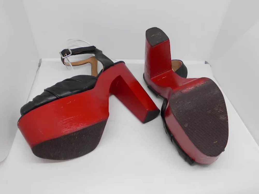 Extraordinary 1970's Black and Red Platform Shoes… - image 6
