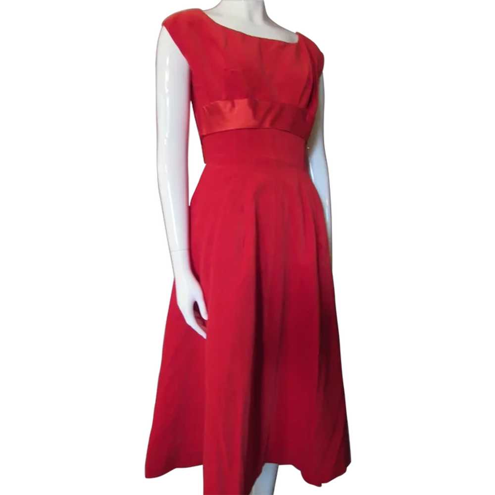 Cocktail Dress Empire Waist Holiday Red Velvet wi… - image 1