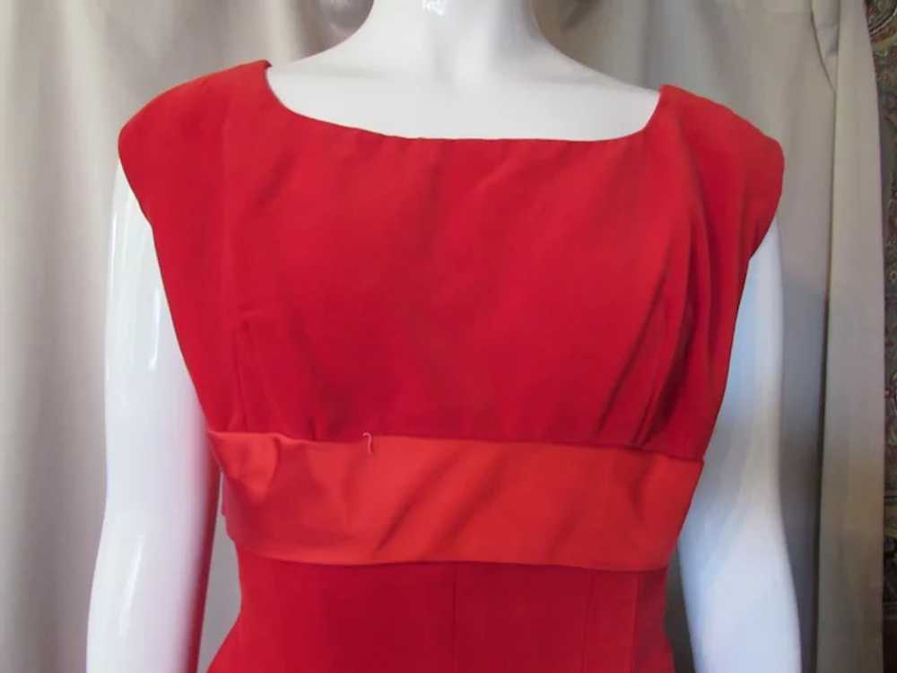 Cocktail Dress Empire Waist Holiday Red Velvet wi… - image 4