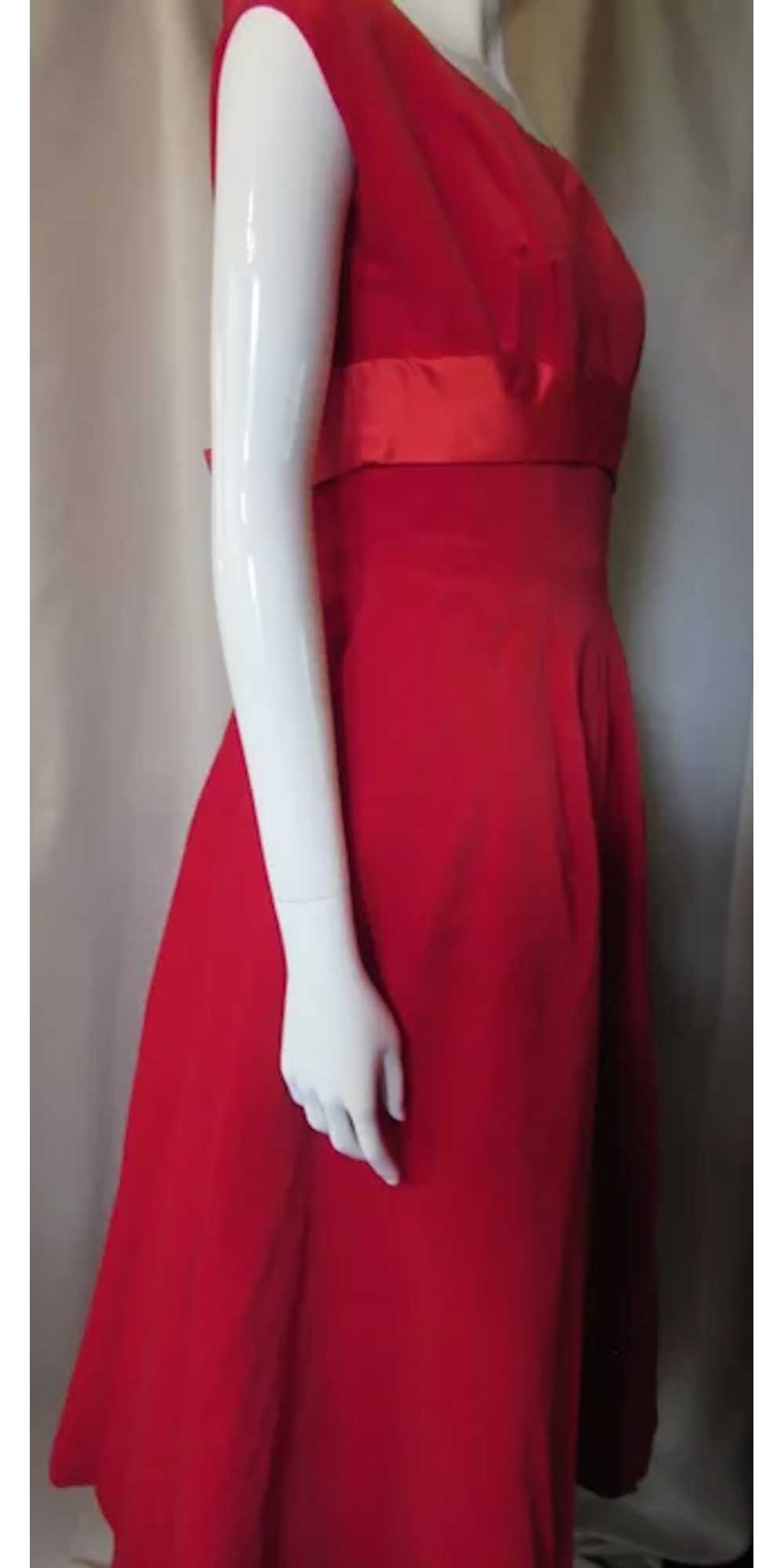 Cocktail Dress Empire Waist Holiday Red Velvet wi… - image 5