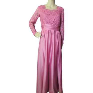 Lovely Lace and Satin Long Gown in Peony Pink MOB 