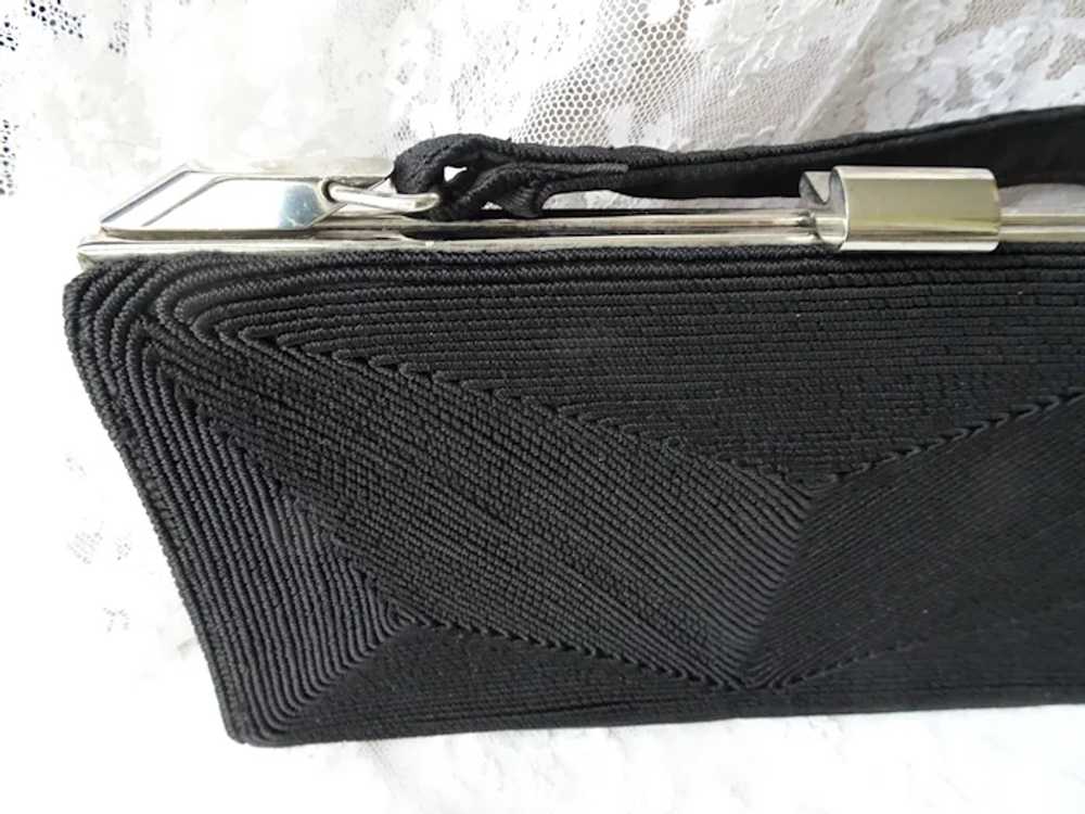 Black CORDE Purse, Art Deco Hand Bag, Vintage Pur… - image 2