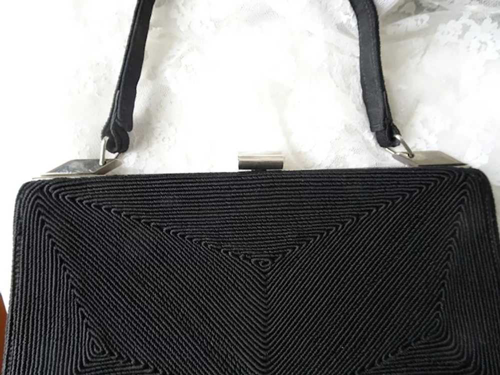 Black CORDE Purse, Art Deco Hand Bag, Vintage Pur… - image 3