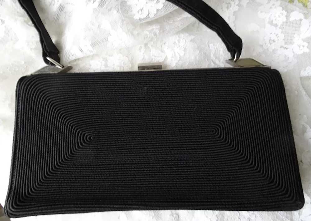Black CORDE Purse, Art Deco Hand Bag, Vintage Pur… - image 4